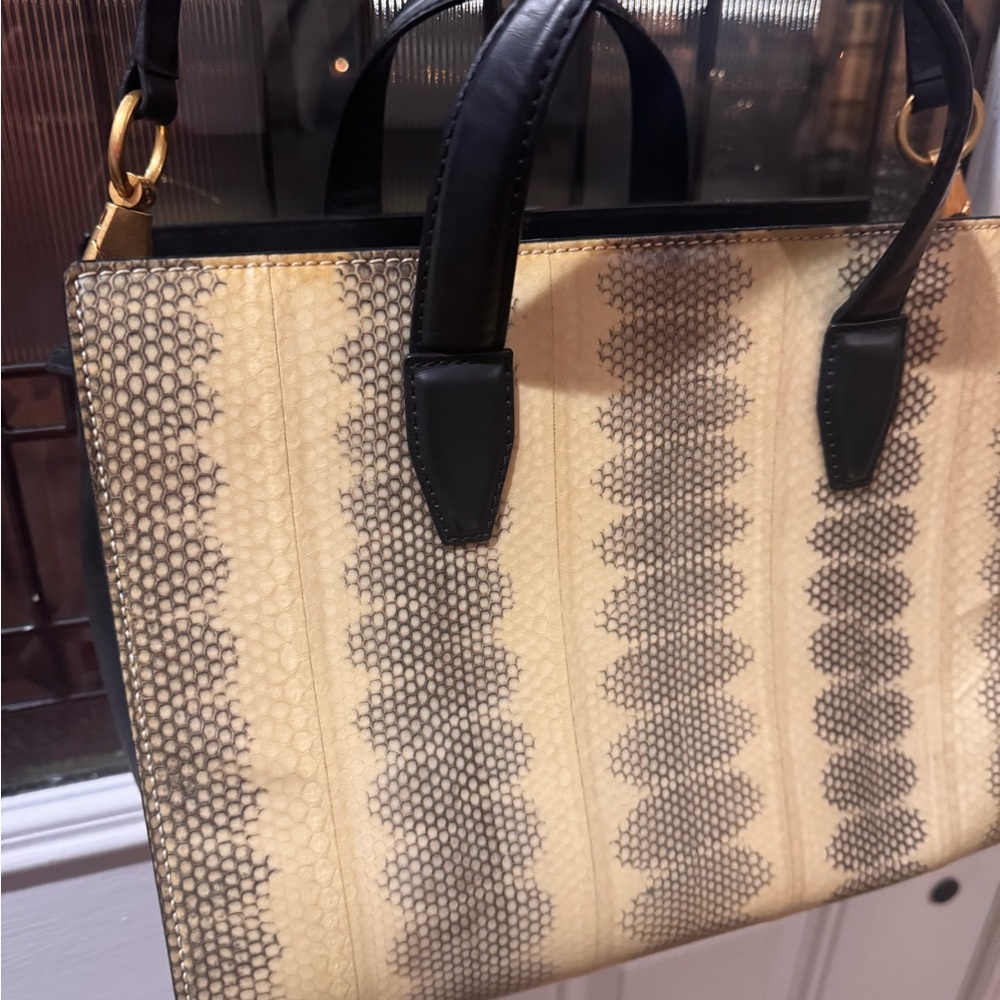 Alexander Wang Black and Cream pelican reptile leather vintage - Picture 3 of 10